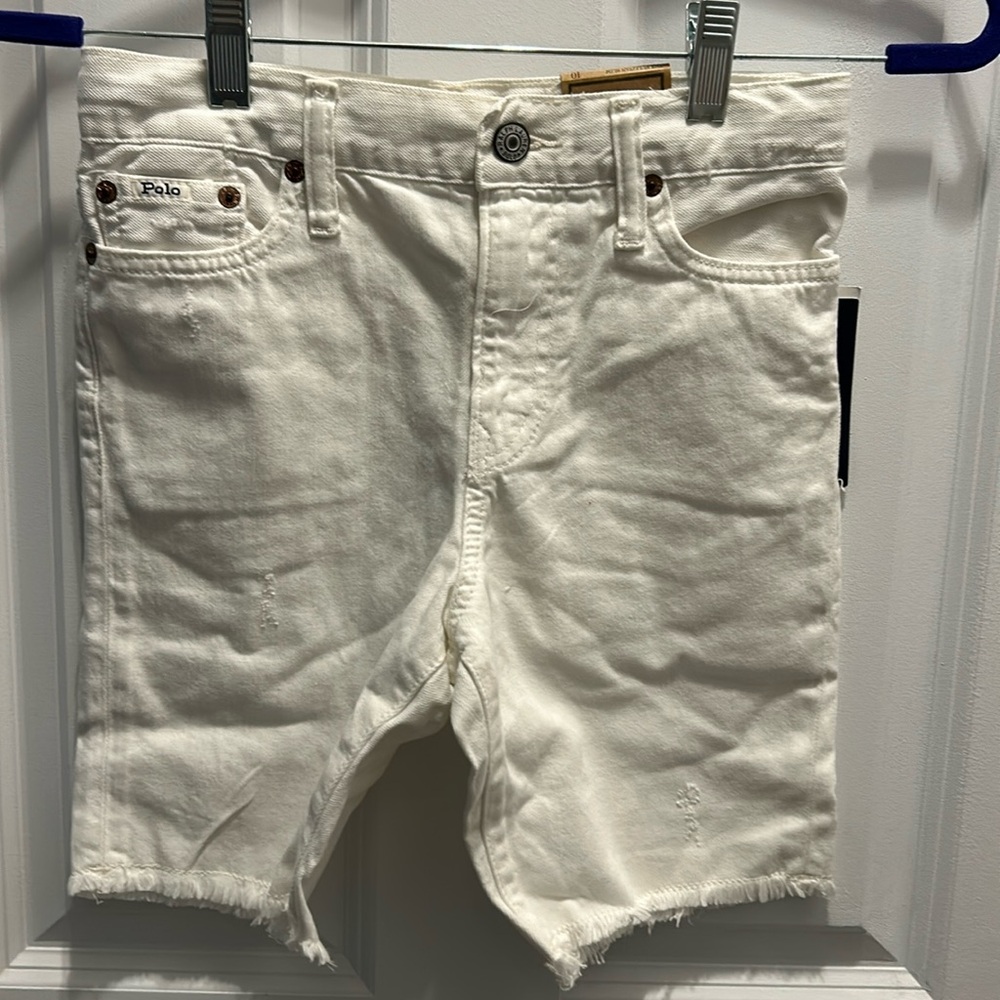 Boys Polo Ralph Lauren Slim Cut, Distressed Denim Shorts.